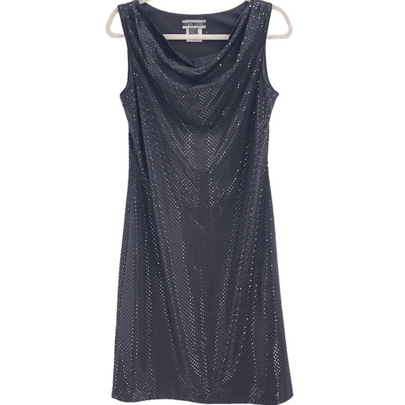 Frank Lyman Design Vintage Womens Size 12 Sequined Sheath Midi Dress in Black - Picture 10 of 10